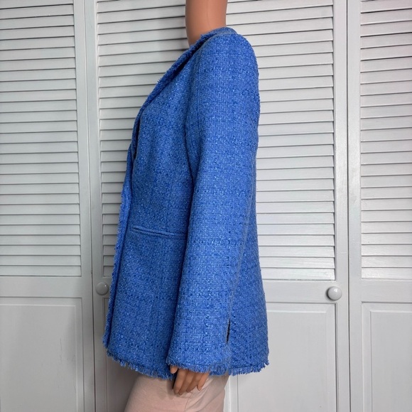 New ANN TAYLOR Lapis Bluebird Fringe Tweed Blazer Size 6 - Picture 4 of 9
